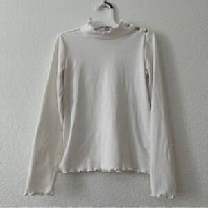 Janie and Jack White Ribbed Girls 7 Turtleneck Top